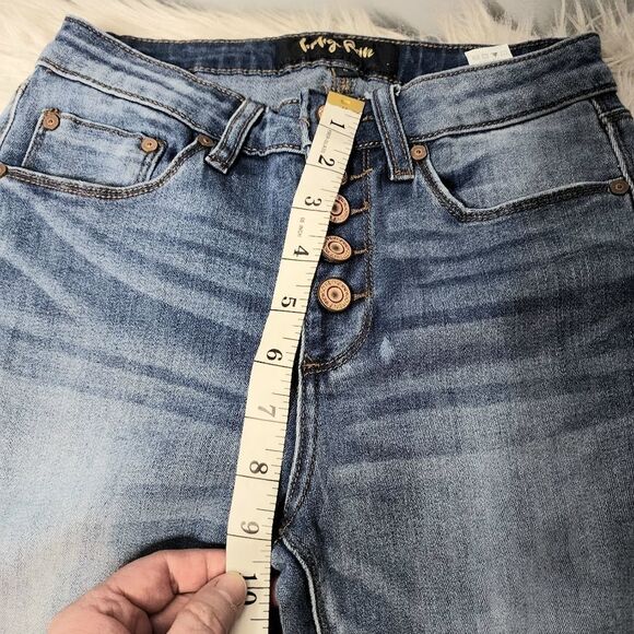Indigo Reins distressed hem button fly high rise jeans size 5 juniors - Picture 7 of 8
